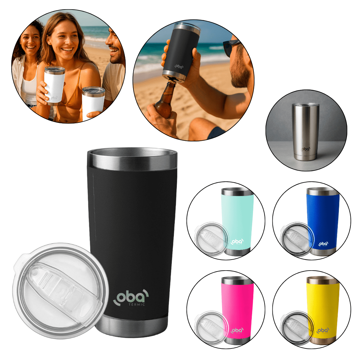 Copo Térmico Parede Dupla 591ml Inox com Isolamento a Vácuo e Tampa Deslizante Transparente - Meu Estilo Shop