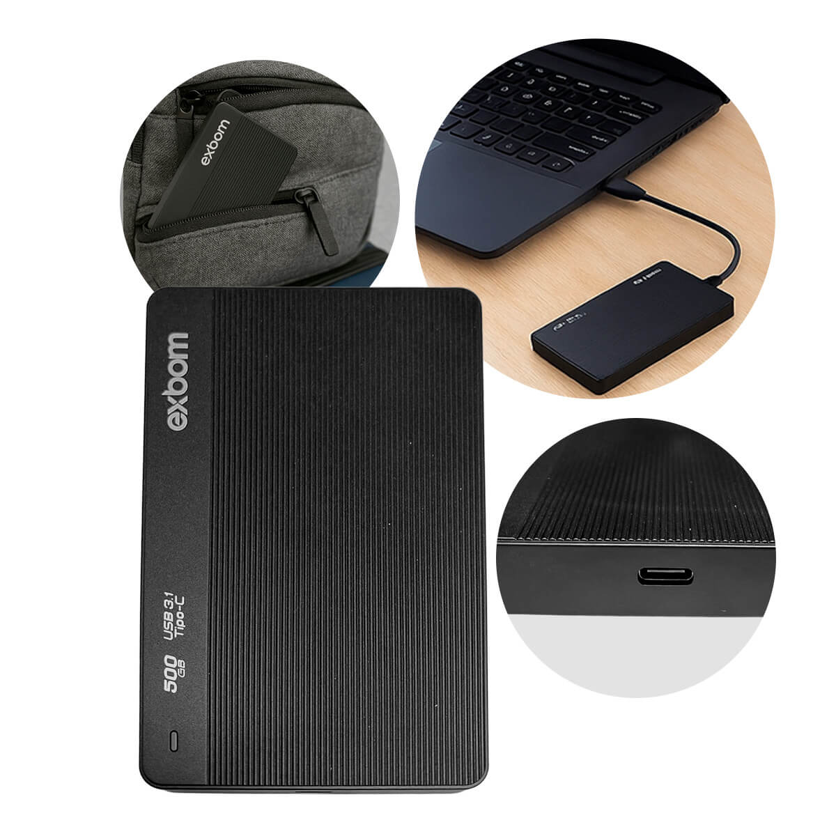 HD Portátil 500GB Compacto e Leve com Tecnologia USB - C - Meu Estilo Shop