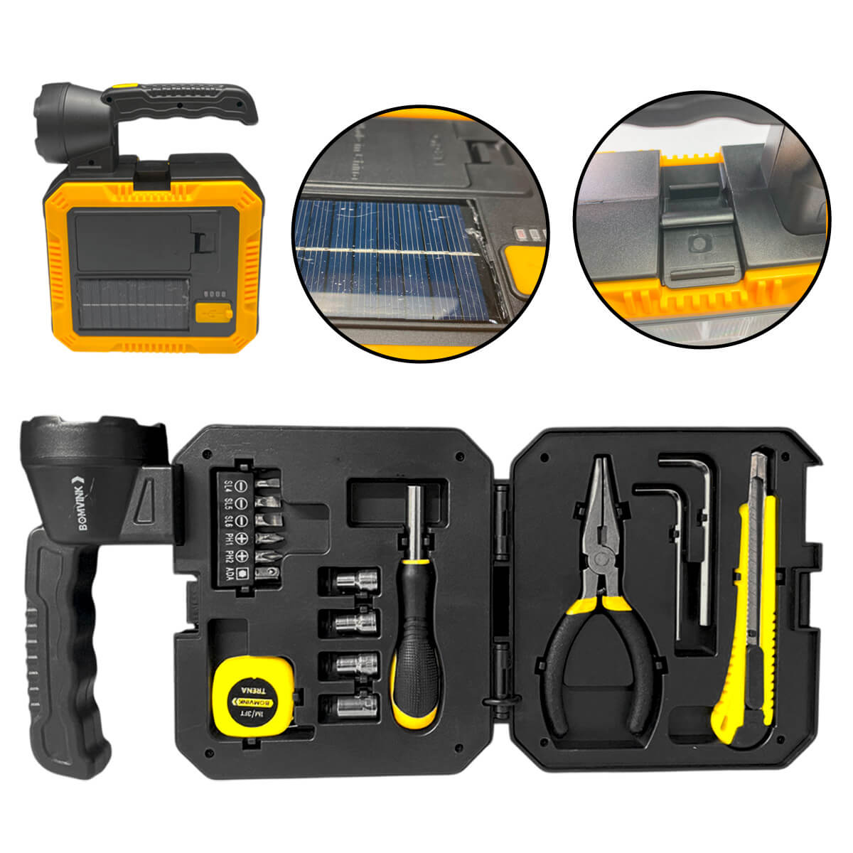 Lanterna Portátil com Painel Solar e Kit de Ferramentas para Emergências - Meu Estilo Shop