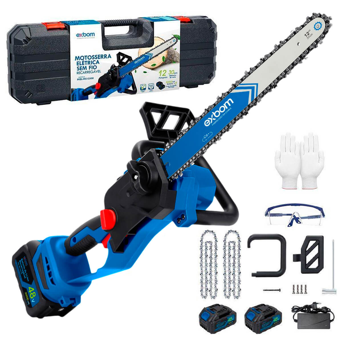 Motosserra Elétrica Portátil 12 Polegadas Brushless Bateria 48V com Maleta - Meu Estilo Shop