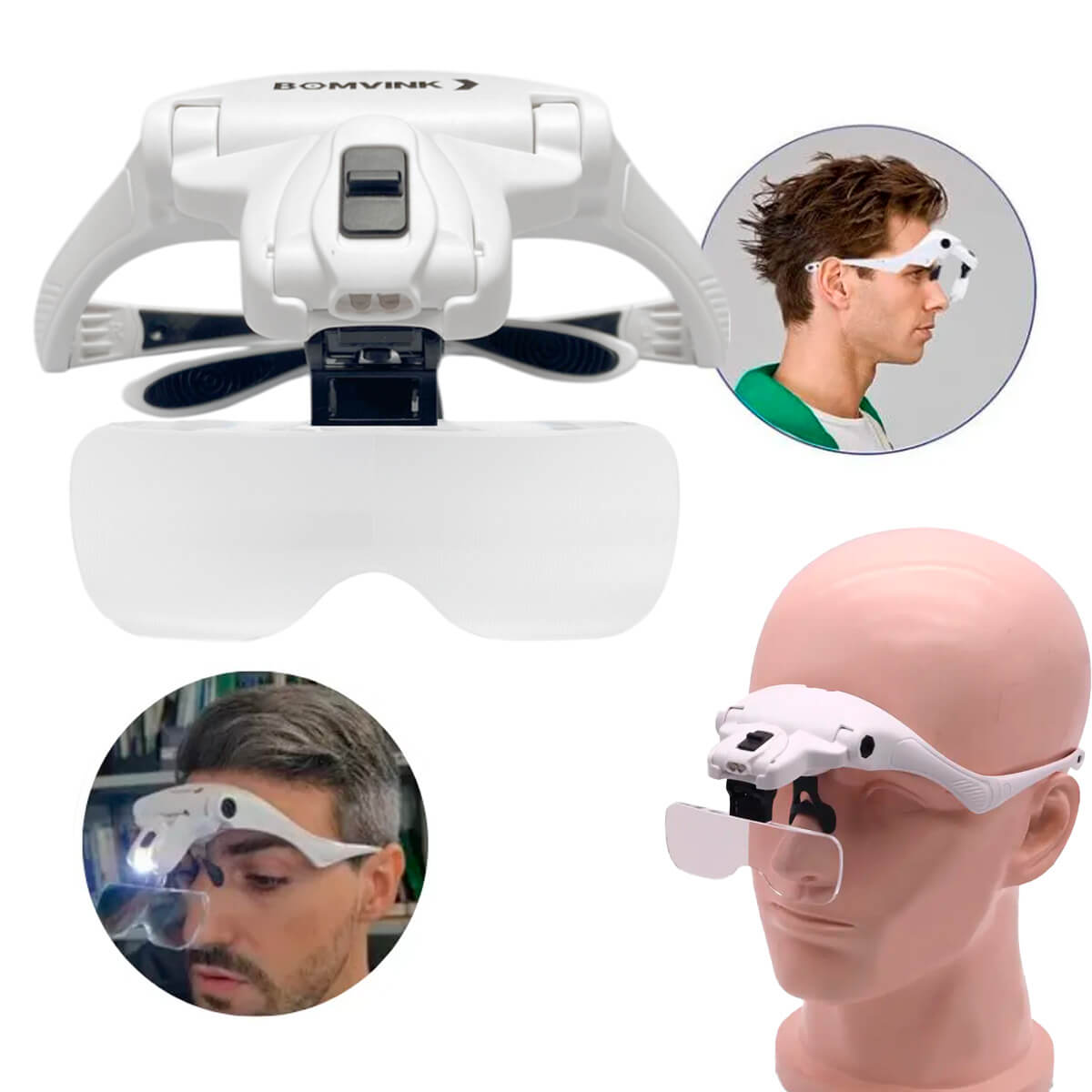 Óculos Lupa com LED - 5 Lentes Ajustáveis - Ideal para Joalheria, Leitura, Médicos e Dentistas - Meu Estilo Shop