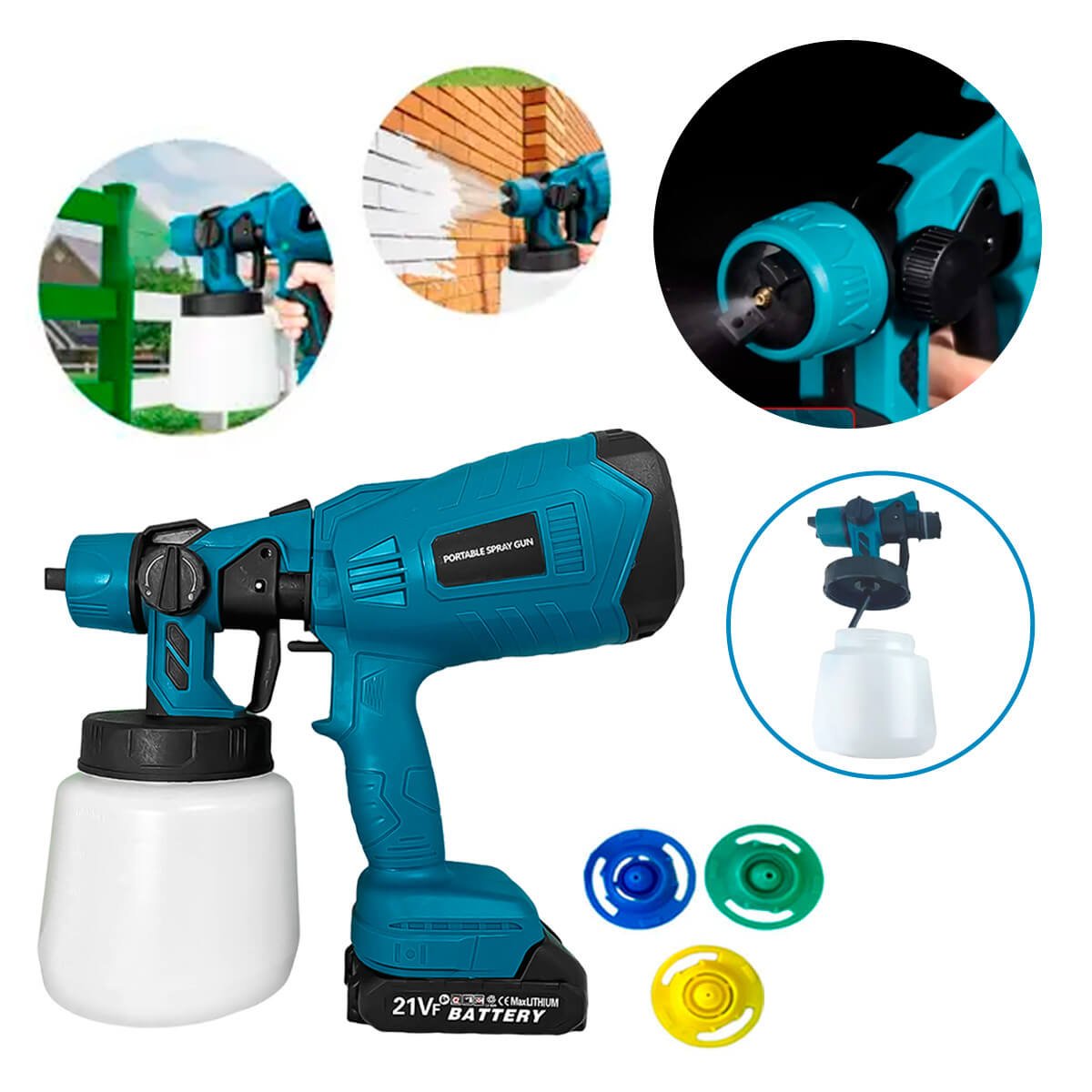 Pistola de Pintura e Pulverizadora Portátil com 2 Baterias 21v - Meu Estilo Shop