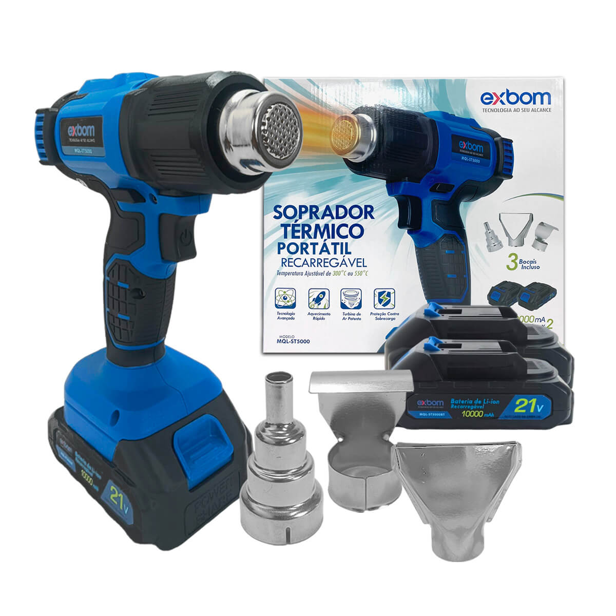 Soprador Termico Portatil 21v + 3 Bocais de Metal Potente - Meu Estilo Shop