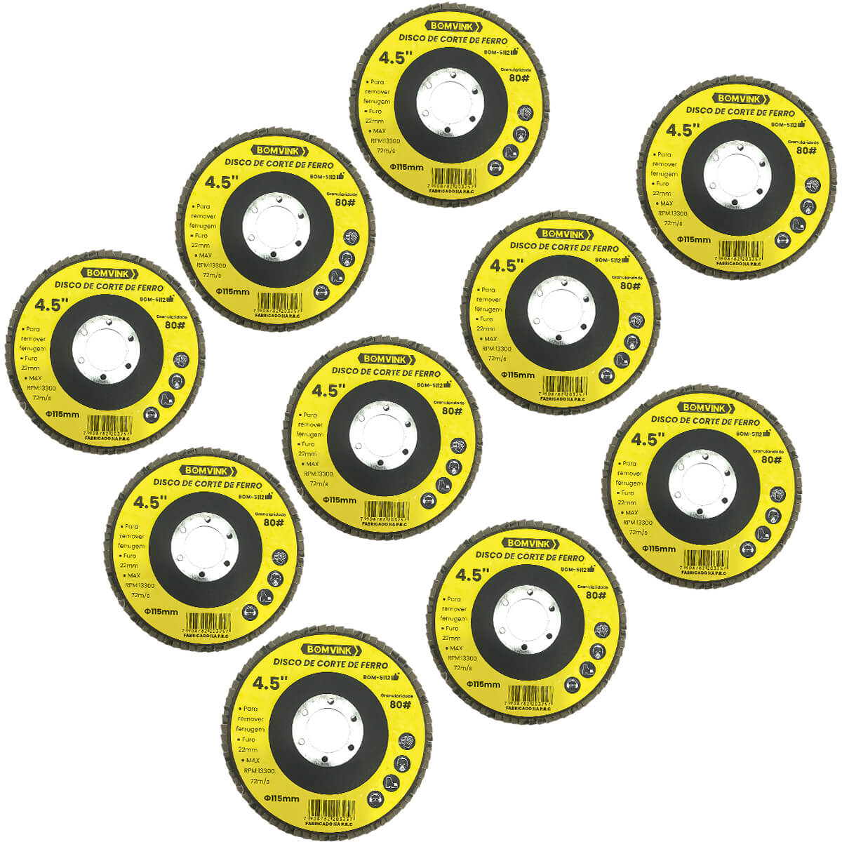 Kit 10 Discos de Lixadeira Grão 80 [4,5 Polegadas] - Meu Estilo Shop